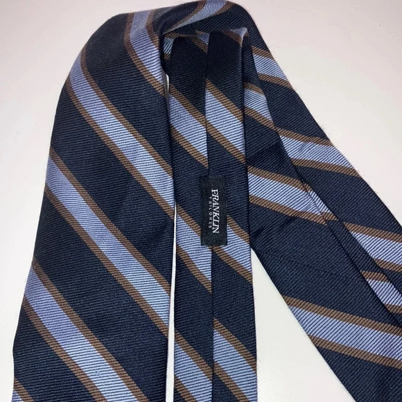 Franklin Tailored Blue Multi Color Striped Tie. Preloved Like New - Picture 2 of 4